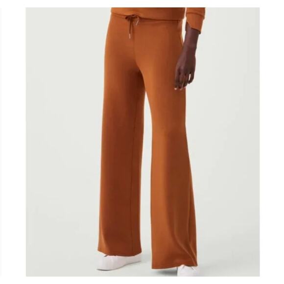 SPANX AirEssentials Wide Leg Pant Sweatpants Butterscotch Carmel Brown LARGE - Picture 7 of 7